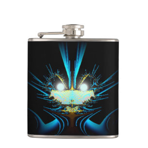 Glowing Eyes Luminous Blue Creature Hip Flask