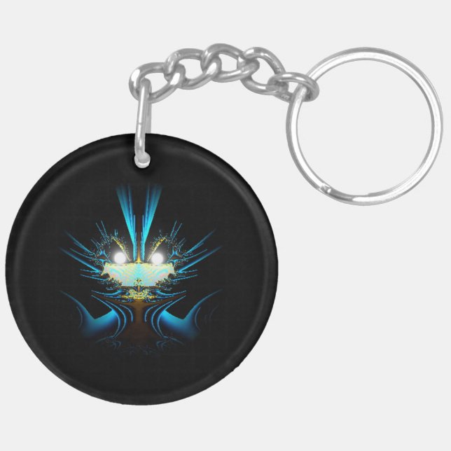 Glowing Eyes Luminous Blue Creature  Keychain (Back Right)