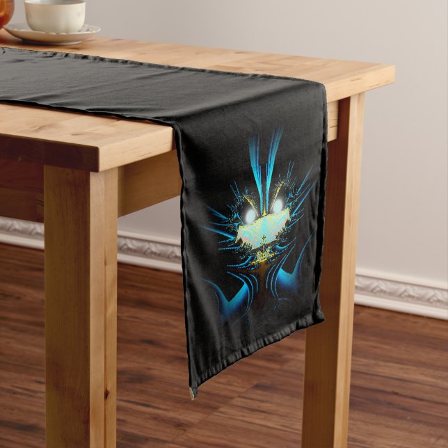 Glowing Eyes Luminous Blue Creature  Long Table Runner (In Situ)