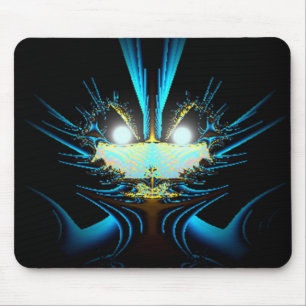 Glowing Eyes Luminous Blue Creature  Mouse Pad