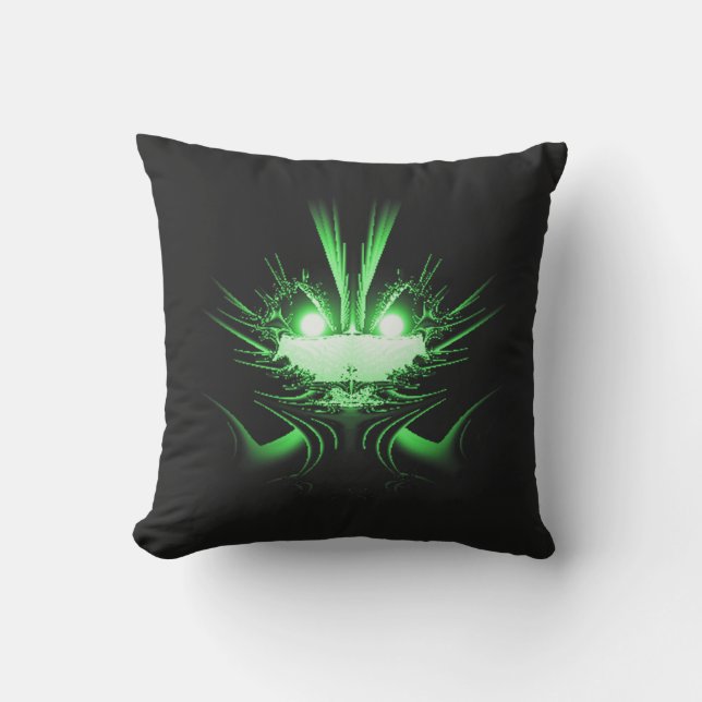 Glowing Eyes Luminous Blue Creature  Throw Pillow (Front)