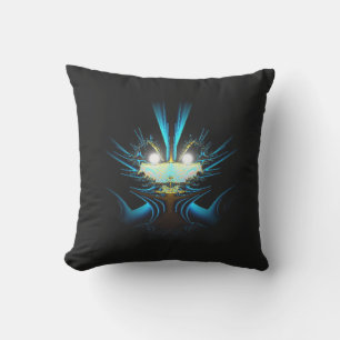 Glowing Eyes Luminous Blue Creature Throw Pillow