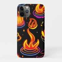 Glowing Flame Icons on Dark Canvas