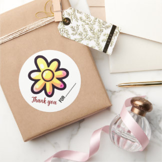 Glowing Flower Thank You  Classic Round Sticker