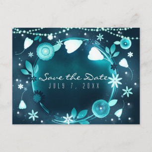 Glowing Flowers Night Garden Wedding Save the Date Announcement Postcard