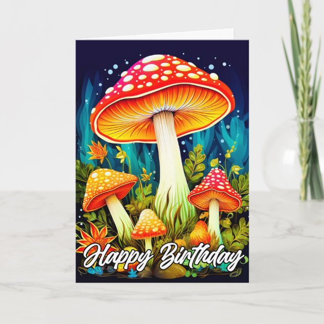 Glowing Forest Mushroom Illustration Card (Front)