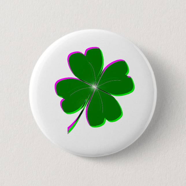 Glowing Four Leaf Clover 2 Inch Round Button (Front)