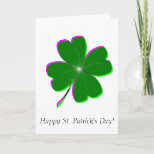 Glowing Four Leaf Clover Holiday Card