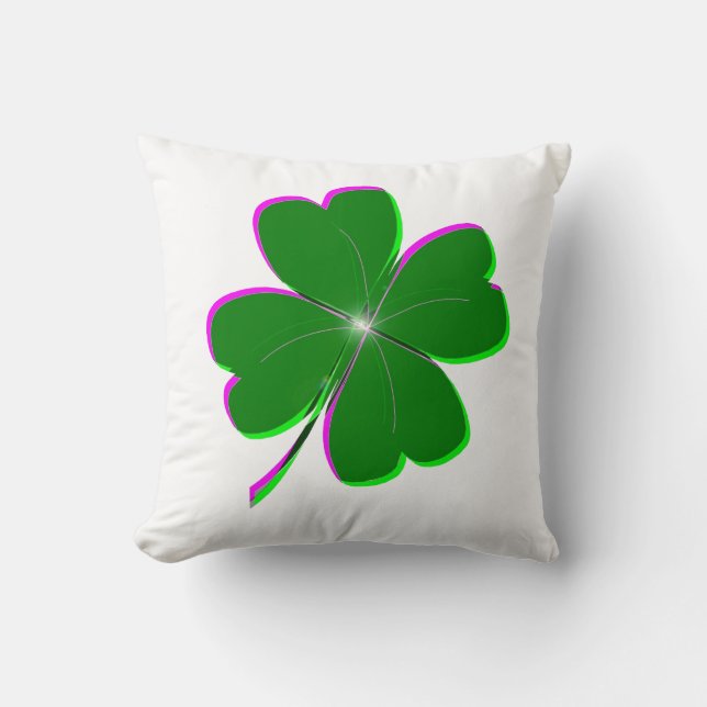 Glowing Four Leaf Clover Throw Pillow (Front)