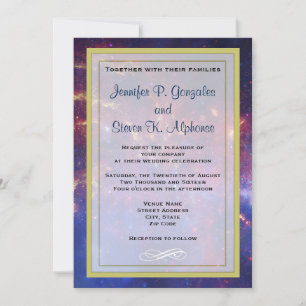 Glowing Galaxy in Outer Space Wedding Invitation