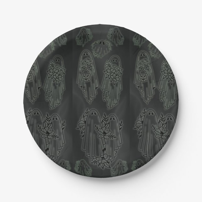 Glowing Ghosts Paper Plate (Front)