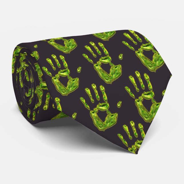 Glowing Ghoul Handprint Tie (Rolled)