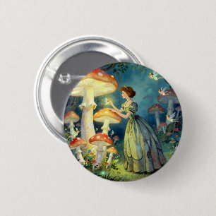Glowing giant mushroom garden 2 inch round button