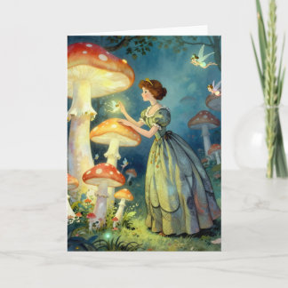 Glowing giant mushroom garden card