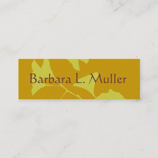 Glowing Ginkgo Tree Branch with Leaves Mini Business Card (Front)
