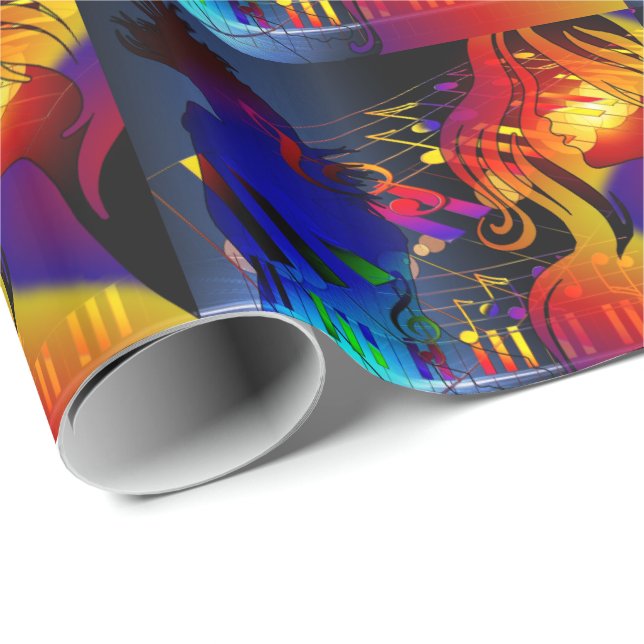 Glowing Girl with Long Hair Party Scene Wrapping Paper (Roll Corner)