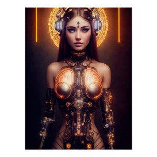 Glowing Goddess Cyborg Poster