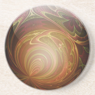 Glowing Golden, Textured Glass Marble Abstract Coaster