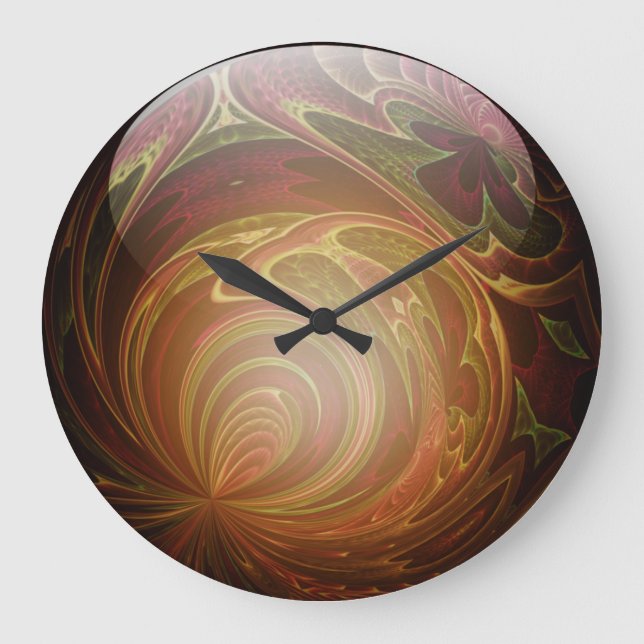 Glowing Golden, Textured Glass Marble Abstract Large Clock (Front)