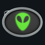 Glowing Green Alien Belt Buckle<br><div class="desc">Glowing green alien (Not glow in the dark).</div>