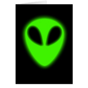 Glowing Green Alien Card