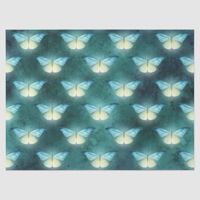Glowing Green Butterfly Decoupage Tissue Paper (Front)