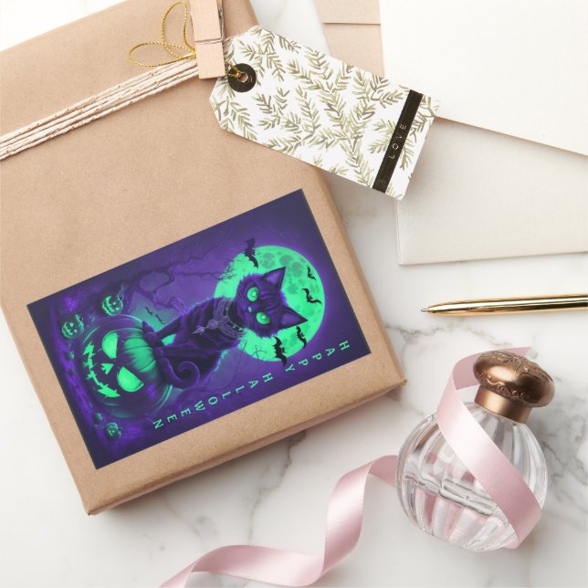 Glowing Green Eyes Black Cat Sticker (Gifting)