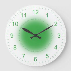 Glowing Green on White Large Clock