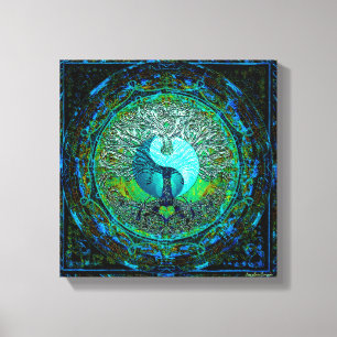 Glowing Green Yin Yang Canvas Print