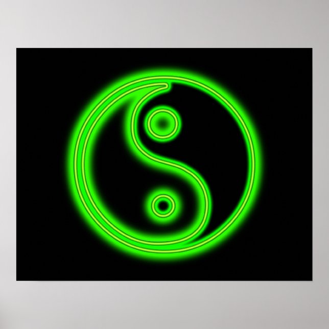 Glowing Green Yin Yang Poster (Front)