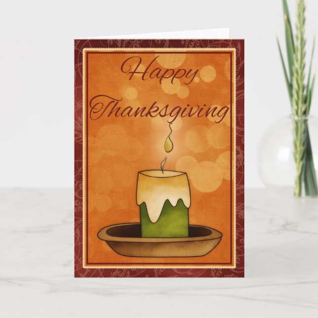 Glowing Grubby Candle Happy Thanksgiving Card (Front)