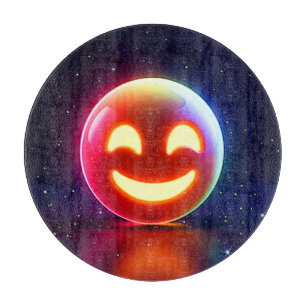 Glowing Happy Orb Emoji Cutting Board