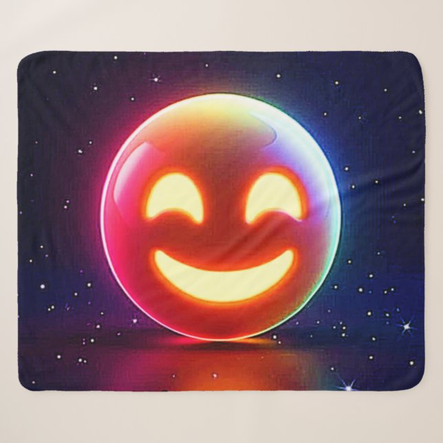 Glowing Happy Orb Emoji Sherpa Blanket (Front (Horizontal))