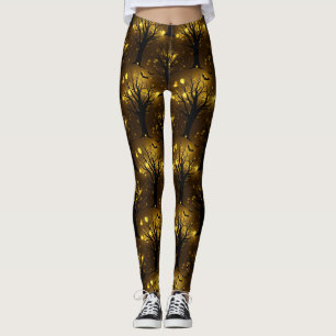 Glowing Haunted Forest Bokeh - Night Trees Leggings