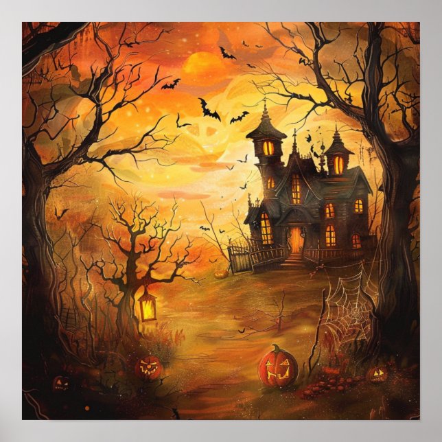 Glowing Haunted Mansion Halloween Poster (Front)
