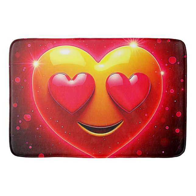 Glowing Heart Eyes Emotion Bath Mat (Front)