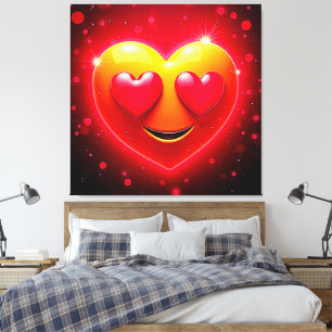 Glowing Heart Eyes Emotion Canvas Print