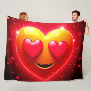 Glowing Heart Eyes Emotion Fleece Blanket