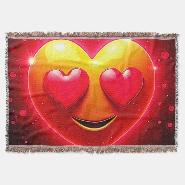 Glowing Heart Eyes Emotion Throw Blanket (Front)