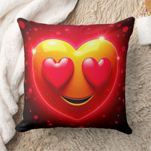 Glowing Heart Eyes Emotion Throw Pillow