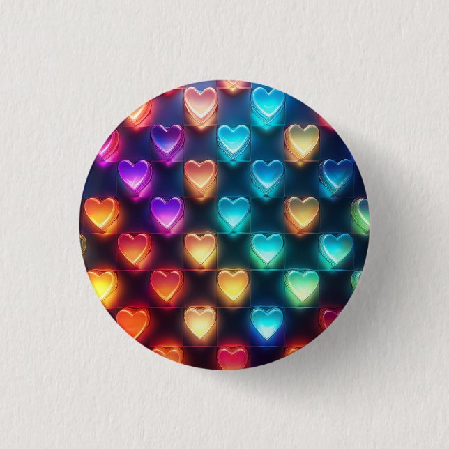 Glowing Hearts 1 Inch Round Button (Front)