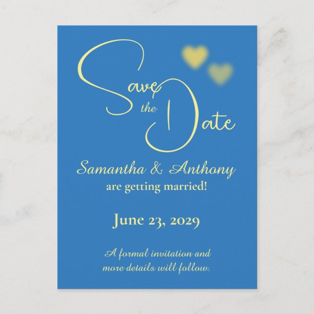 Glowing Hearts Save the Date Announcement Postcard (Front)