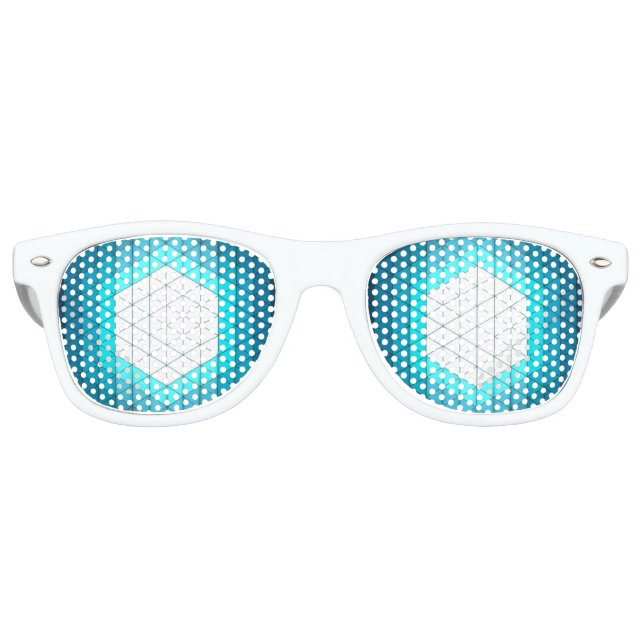 Glowing Hexagon Geometric Pattern Retro Sunglasses (Front)