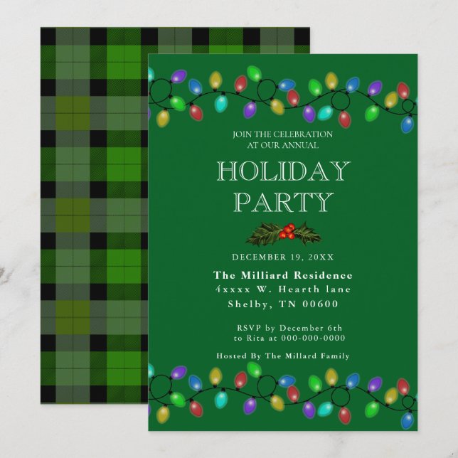 Glowing Holiday Lights  Invitation (Front/Back)