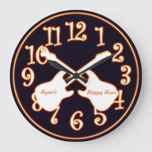 Glowing Hot Guitar Custum Name Clock