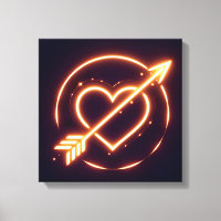 glowing image of a heart with cupid's arrow