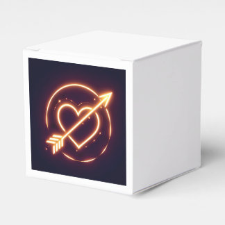 glowing image of a heart with cupid's arrow favor box