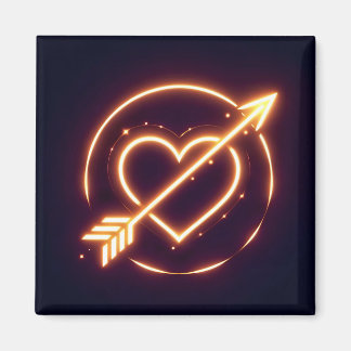 glowing image of a heart with cupid's arrow magnet