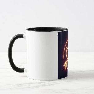 glowing image of a heart with cupid's arrow mug
