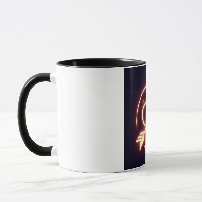 glowing image of a heart with cupid's arrow mug (Left)